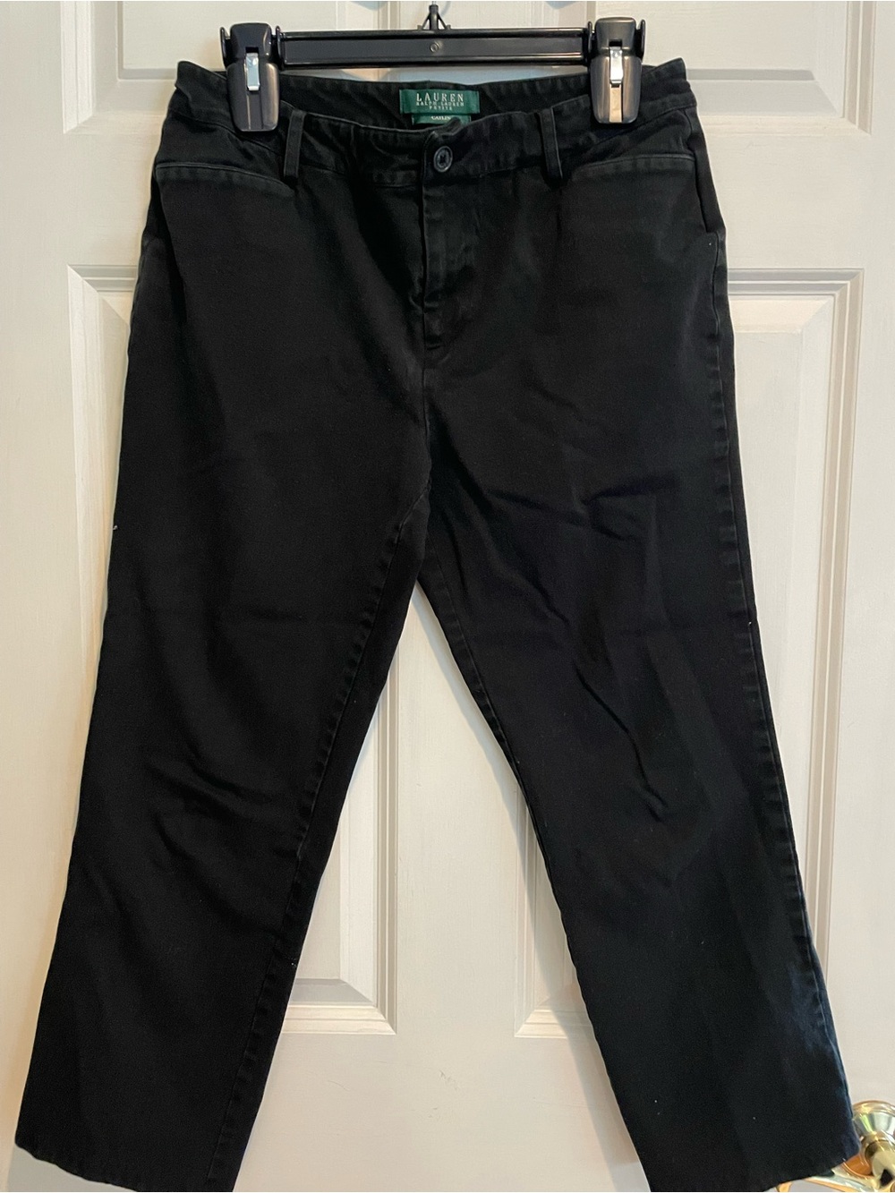 Lauren Ralph Lauren PETITE Black Straight-Leg Chinos Cotton Sz 10P